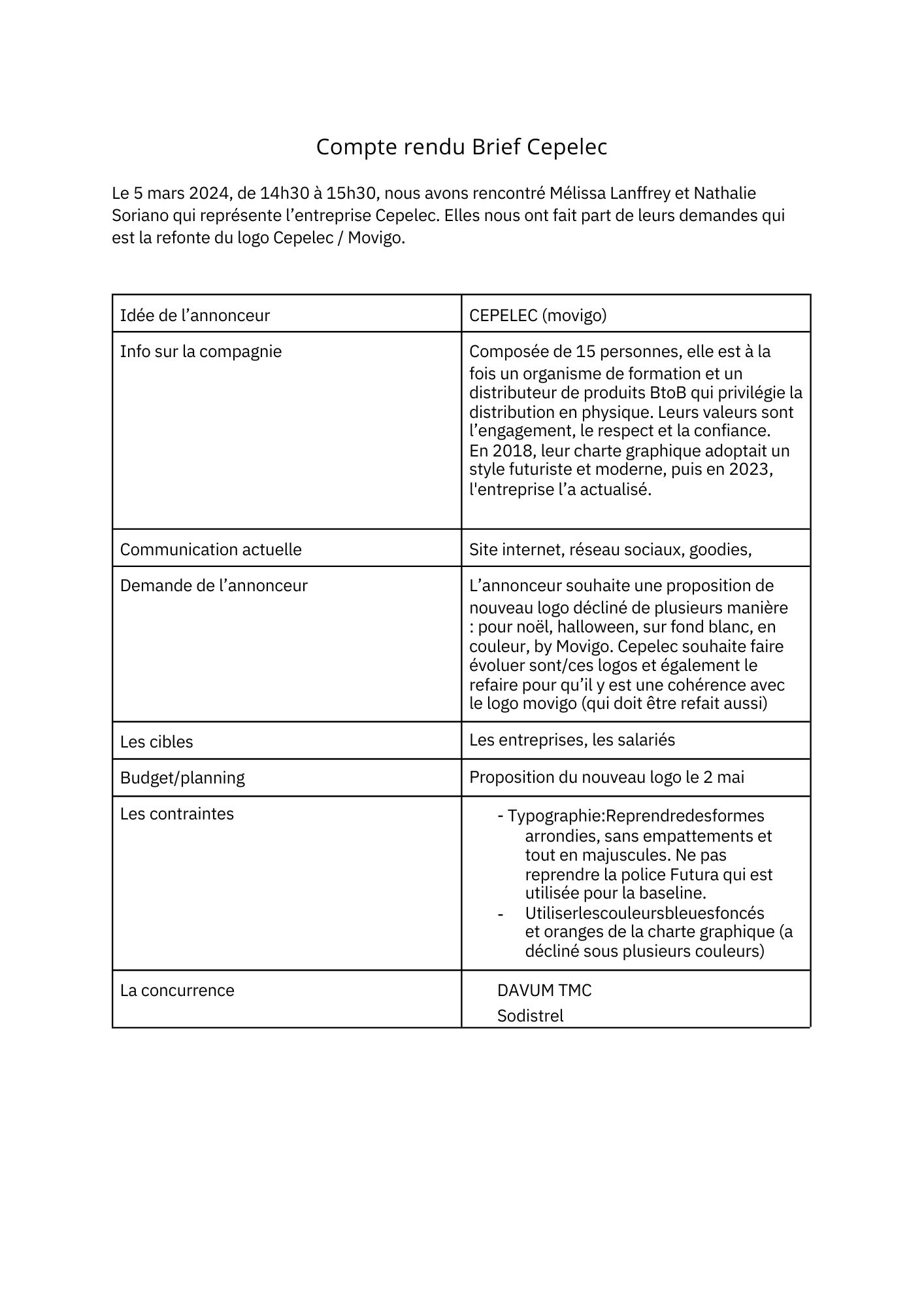 Compte rendu Brief Cepelec