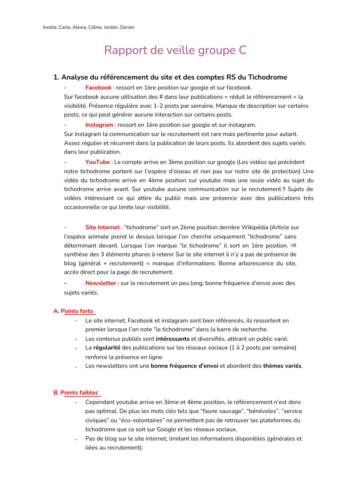 Rapport de veille